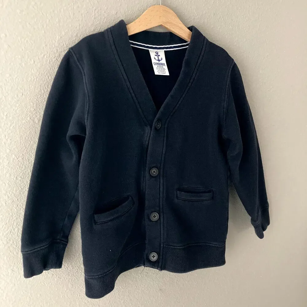 Gymboree V Neck Pocket Sweatshirt Cardigan - Navy Blue - Small 5/6